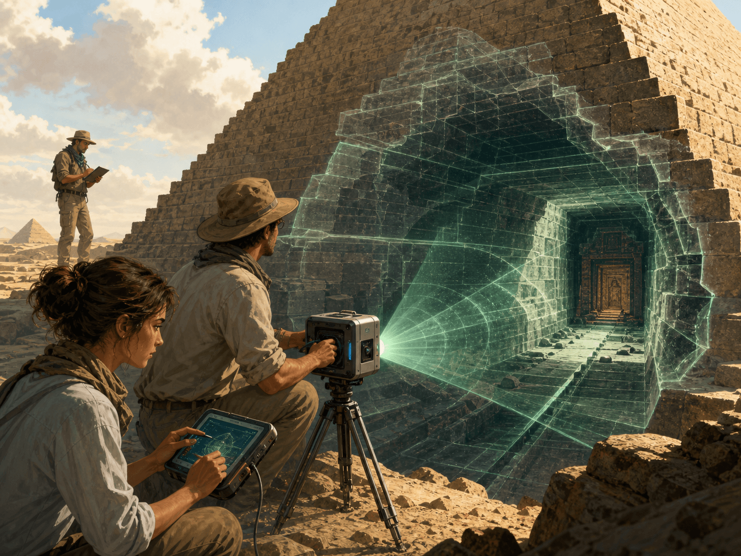 Illustration for investigation 9: Archaeologists can detect hidden spaces without opening a wall.
