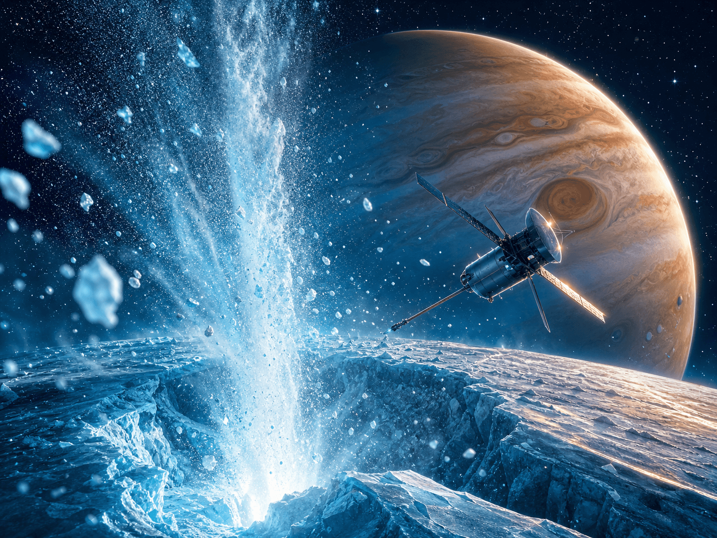 Illustration for investigation 10: Water exists beyond Earth.