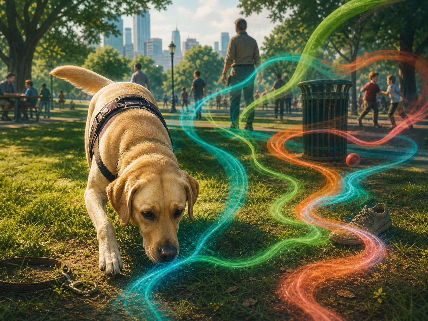 Illustration for investigation 19: A dog’s sense of smell can detect extremely faint chemical traces.