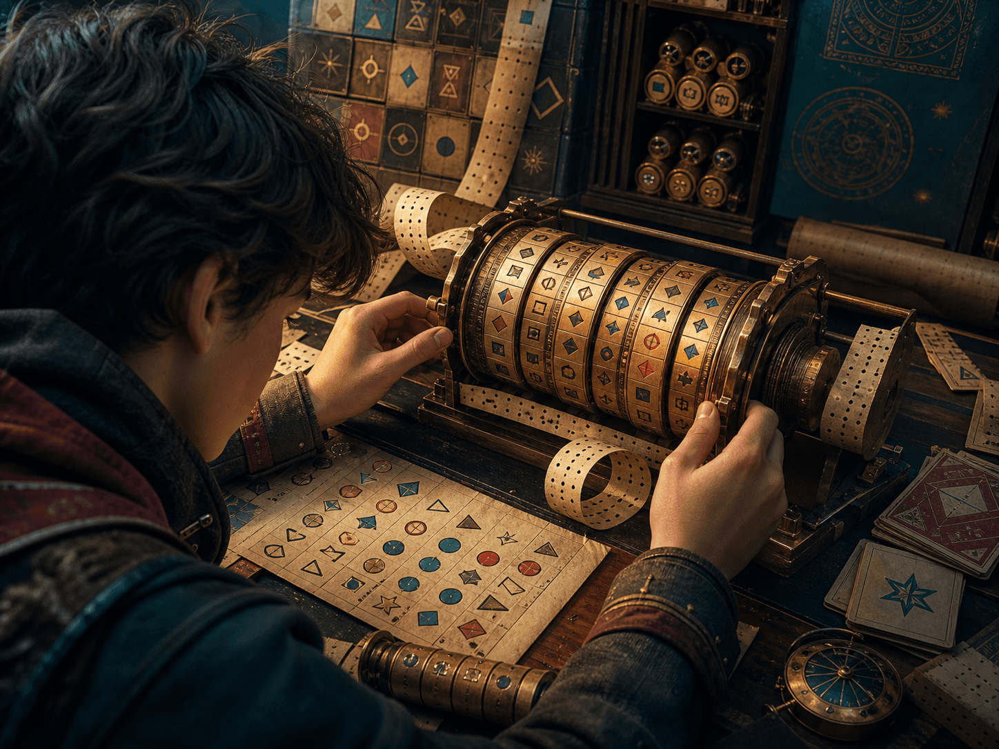 Illustration for investigation 22: People used complex codes long before computers.