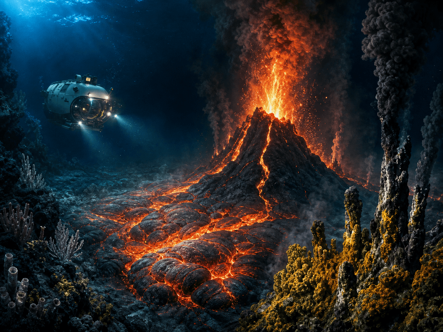 Illustration for investigation 26: Most volcanic activity on Earth occurs underwater.