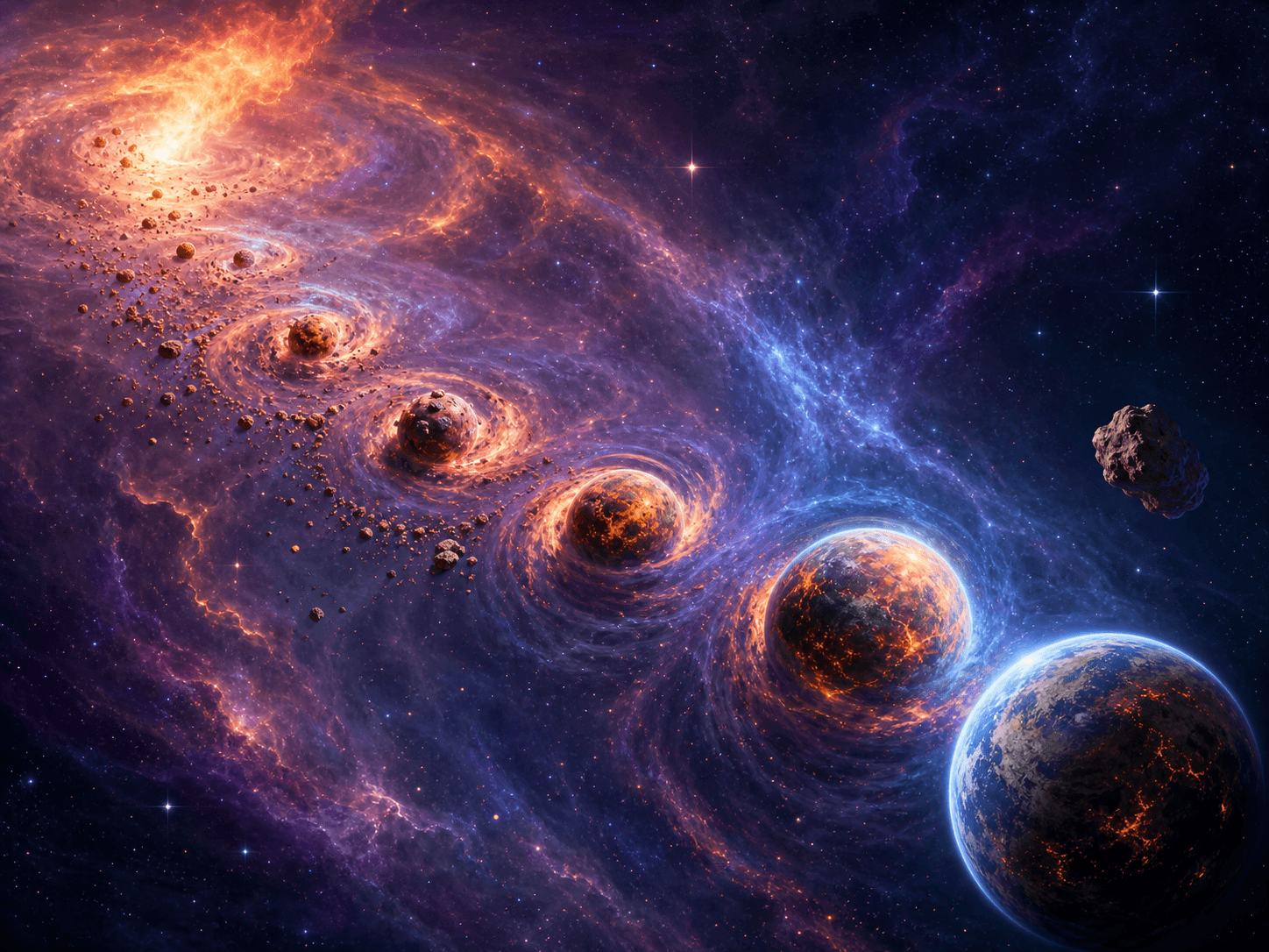 Illustration for investigation 30: Large planets become round because gravity pulls matter toward the centre.
